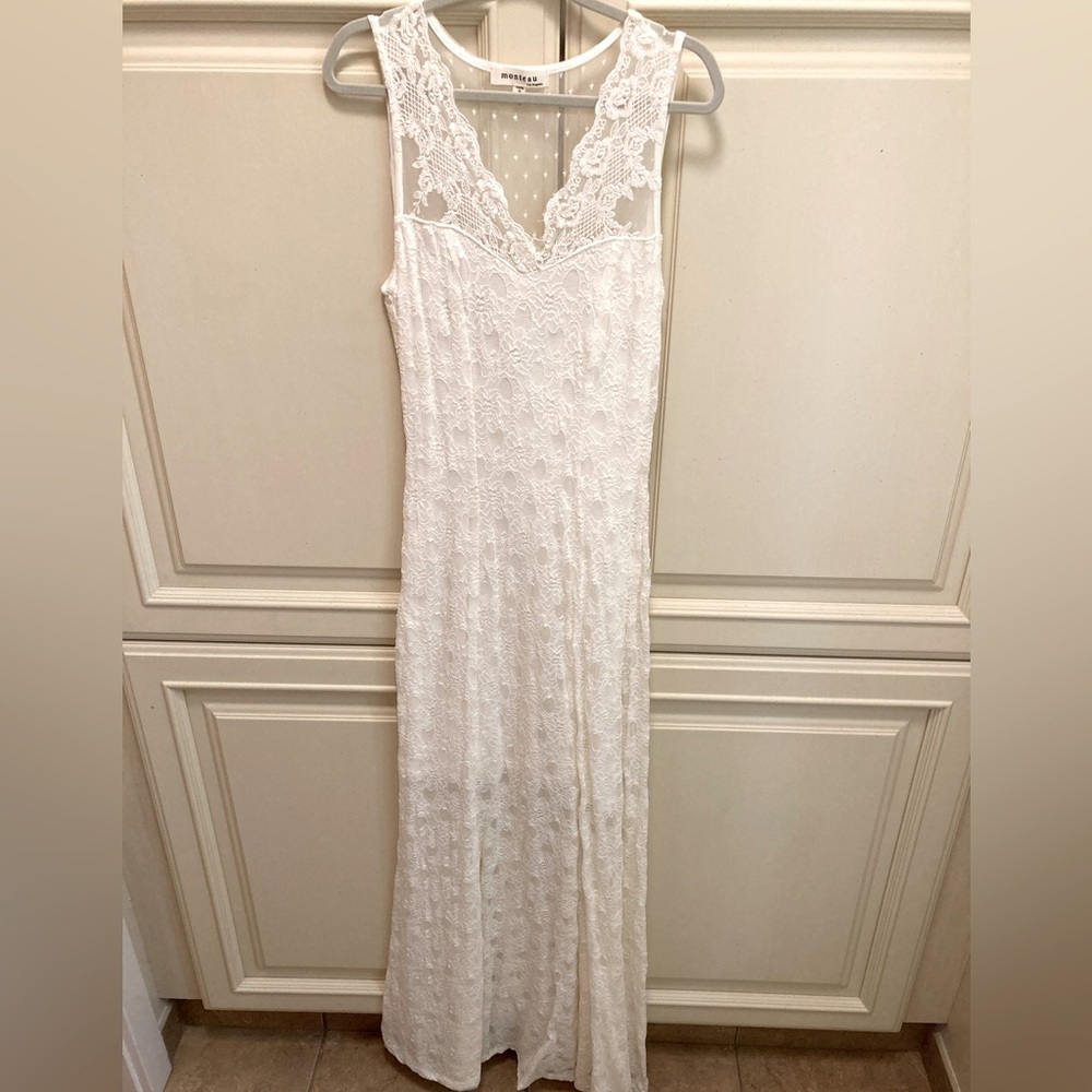 Monteau LA White / Off-White Lace Maxi Dress XS (Fits like XXS)